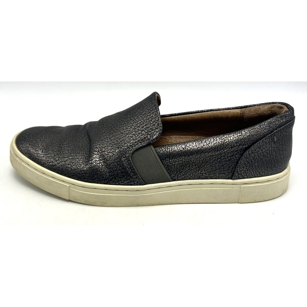 Frye Sneakers Womens 7.5 M Ivy Metallic Pewter Leather Slip On Comfort Casual
